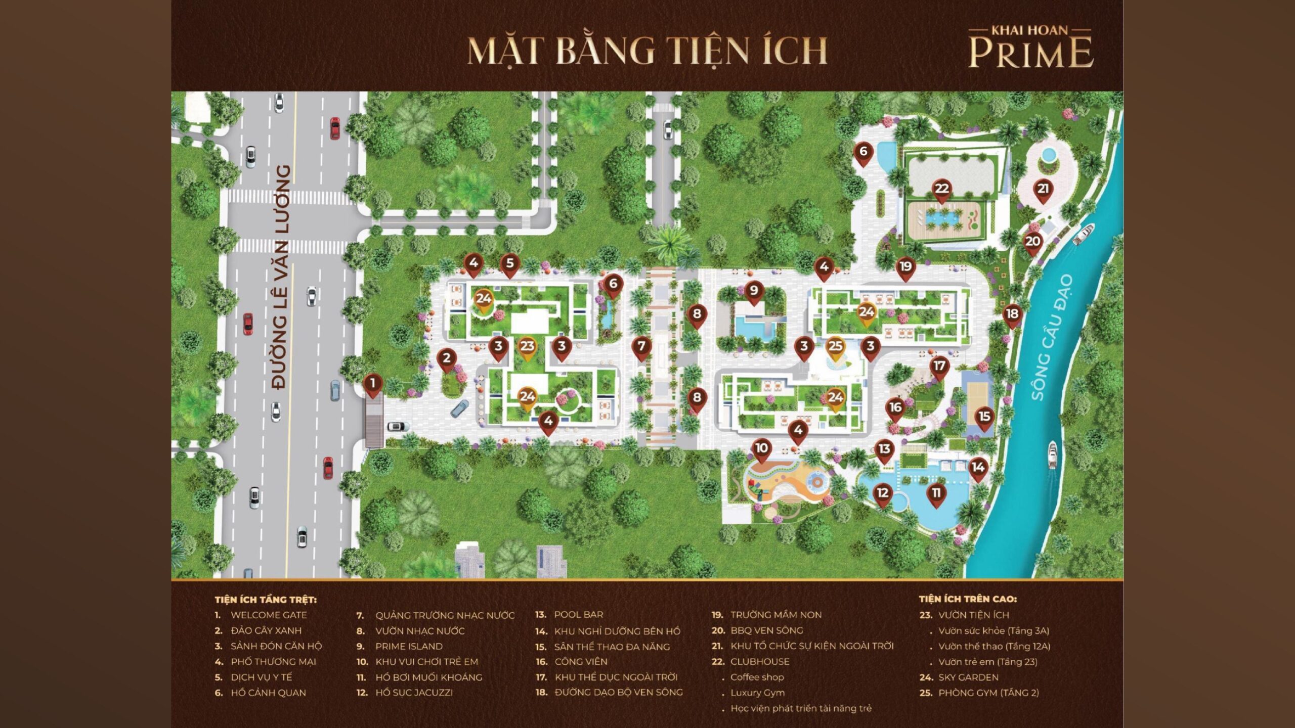 Mặt bằng tổng thể tiện ích dự án Khải Hoàn Prime, Nhà Bè